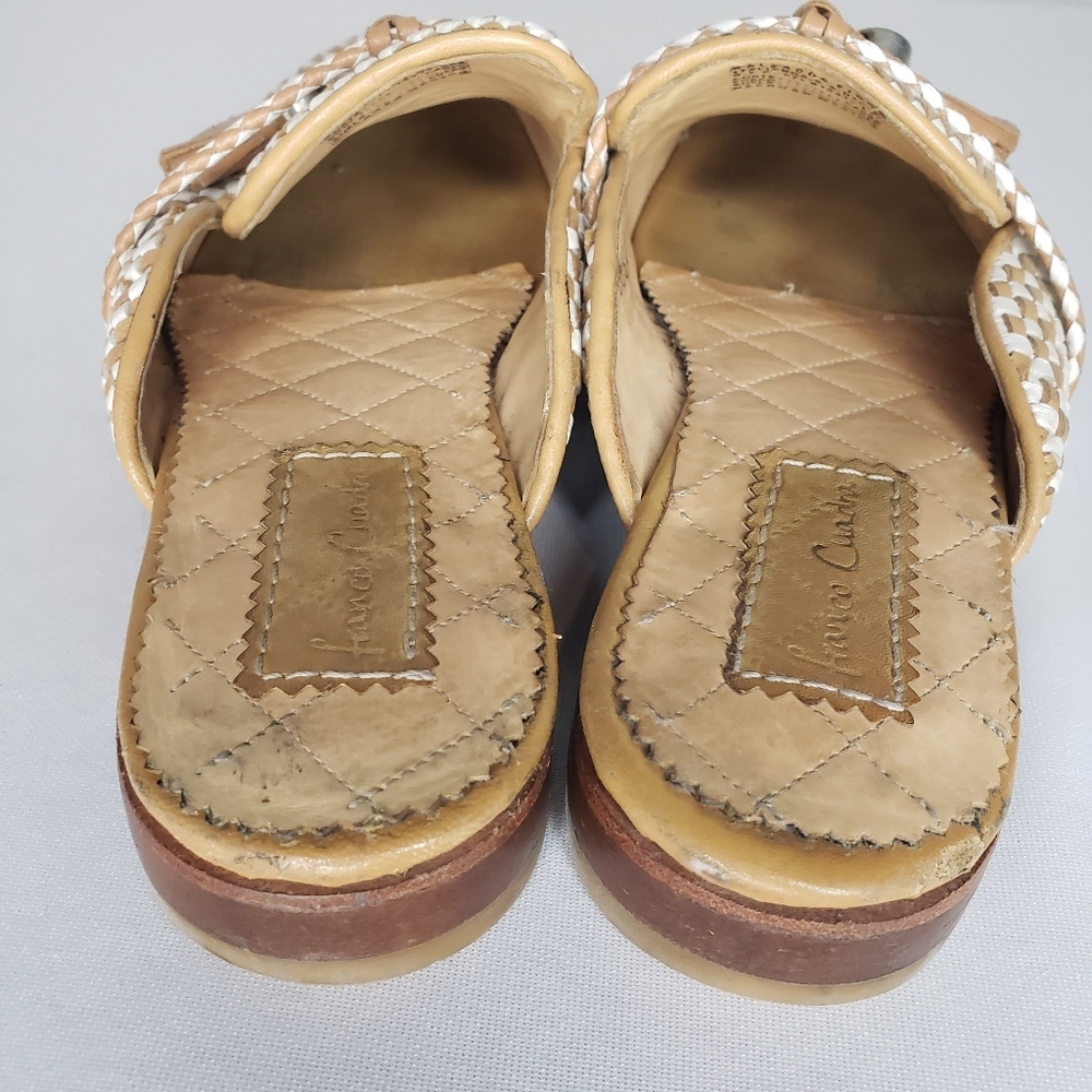 Franco Cuadra Chic Woven Tan and White Mules Casual Tassel - Picture 5 of 10
